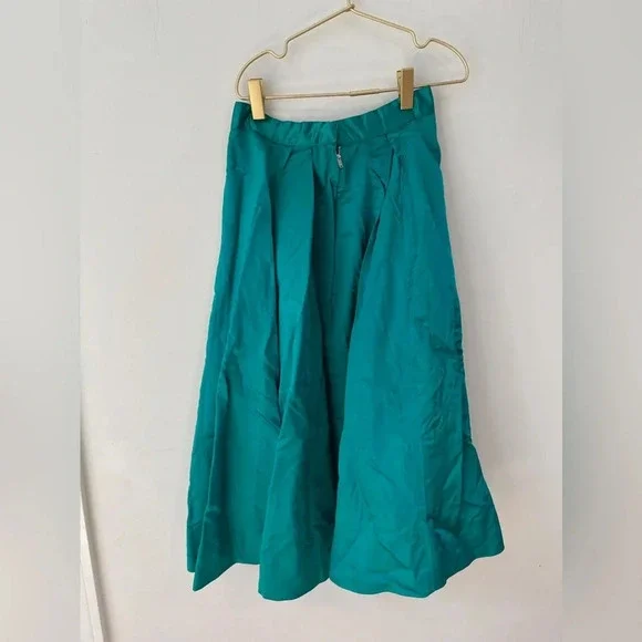 Vintage Dynasty Silk green maxi long skirt - Picture 3 of 5